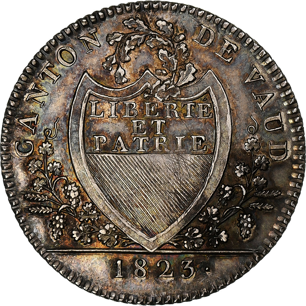 Canton of Vaud, 10 Batzen, 1823, Lausanne, Silver, AU(55-58), KM:19