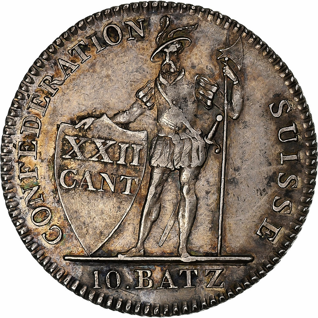 Canton of Vaud, 10 Batzen, 1823, Lausanne, Silver, AU(55-58), KM:19