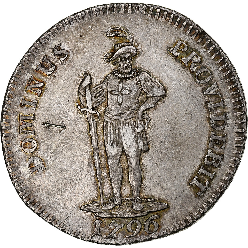 Suiza, 1/2 Thaler, 1796, Bern, Plata, MBC+, KM:151