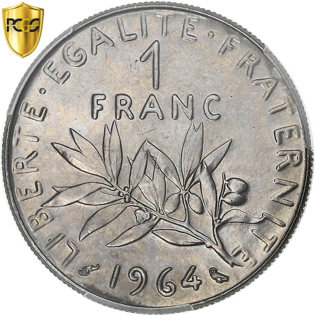 France, 1 Franc, Semeuse, 1964, Paris, Nickel, PCGS, MS66, Gadoury:474, KM:925.1