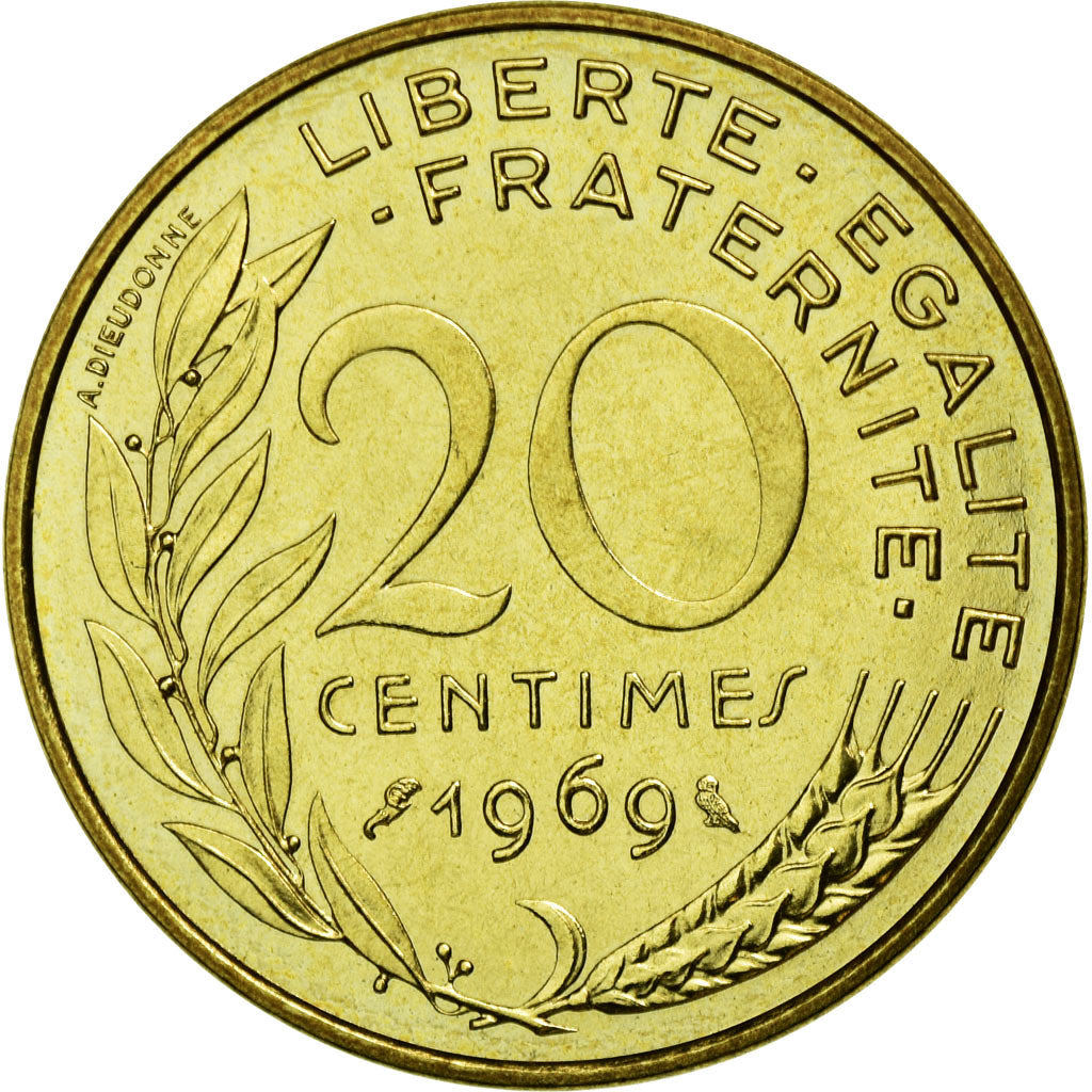 Moneta, Francia, Marianne, 20 Centimes, 1969, FDC, Alluminio-bronzo, Gadoury:332