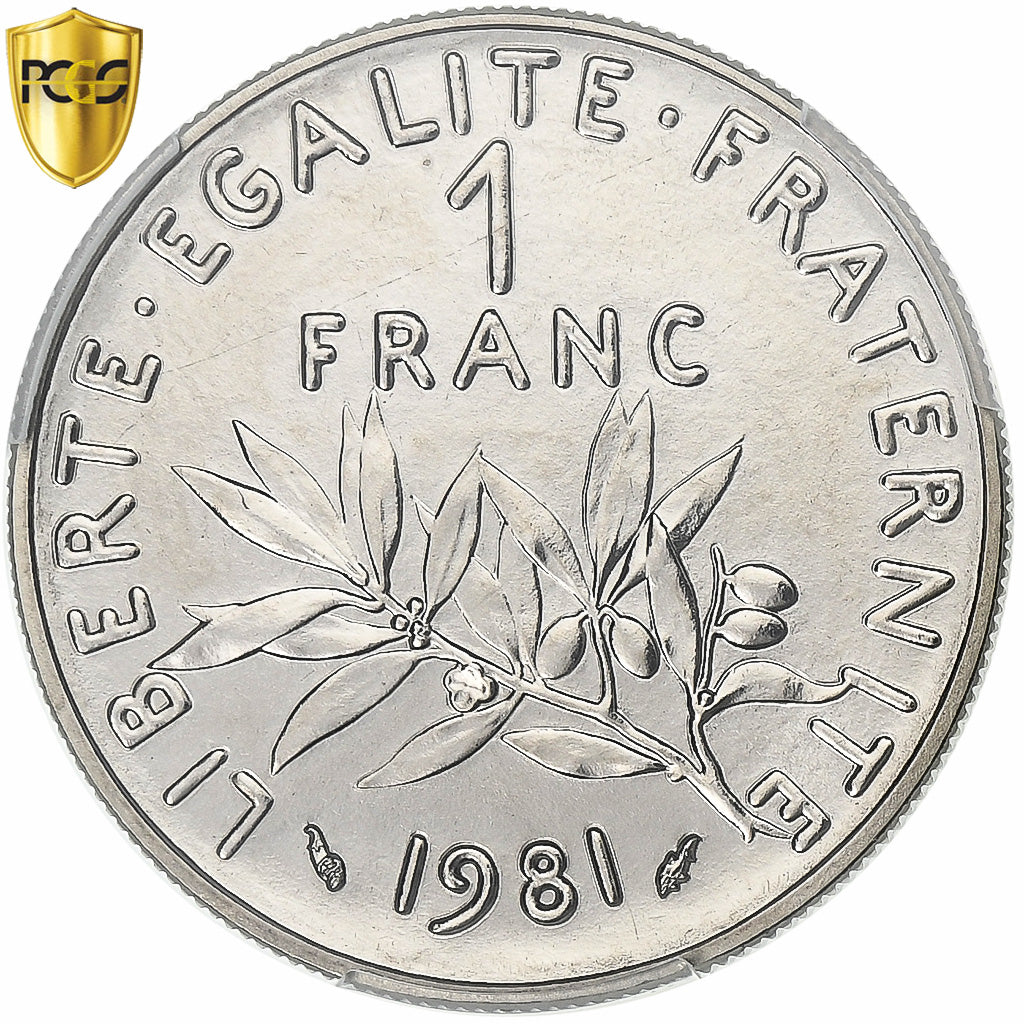 Francia, 1 Franc, Semeuse, 1981, Paris, Nichel, PCGS, MS67, Gadoury:474