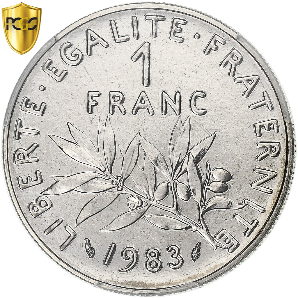 Francia, 1 Franc, Semeuse, 1983, Paris, Nichel, PCGS, MS67, Gadoury:474