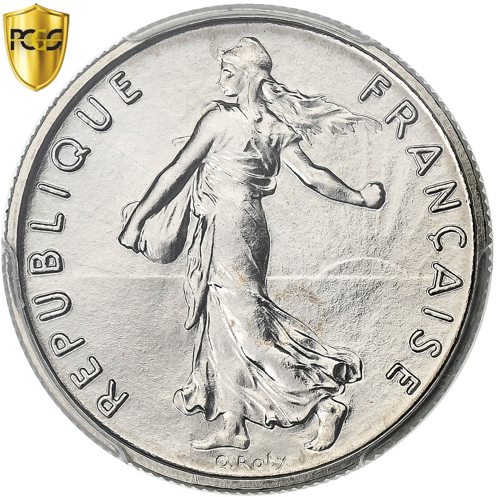 France, 1/2 Franc, Semeuse, 1971, Paris, Nickel, PCGS, MS69, Gadoury:429