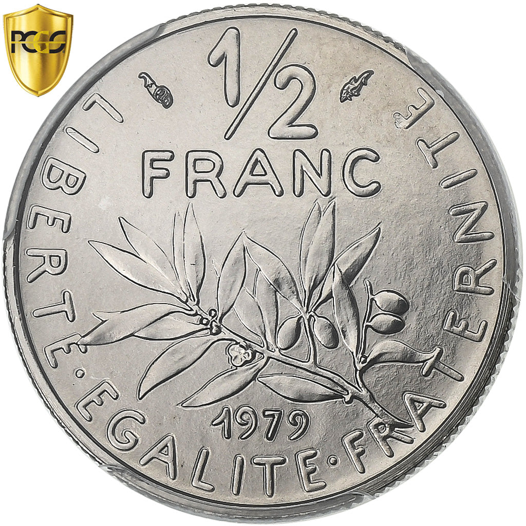 France, 1/2 Franc, Semeuse, 1979, Paris, Nickel, PCGS, MS69, Gadoury:429