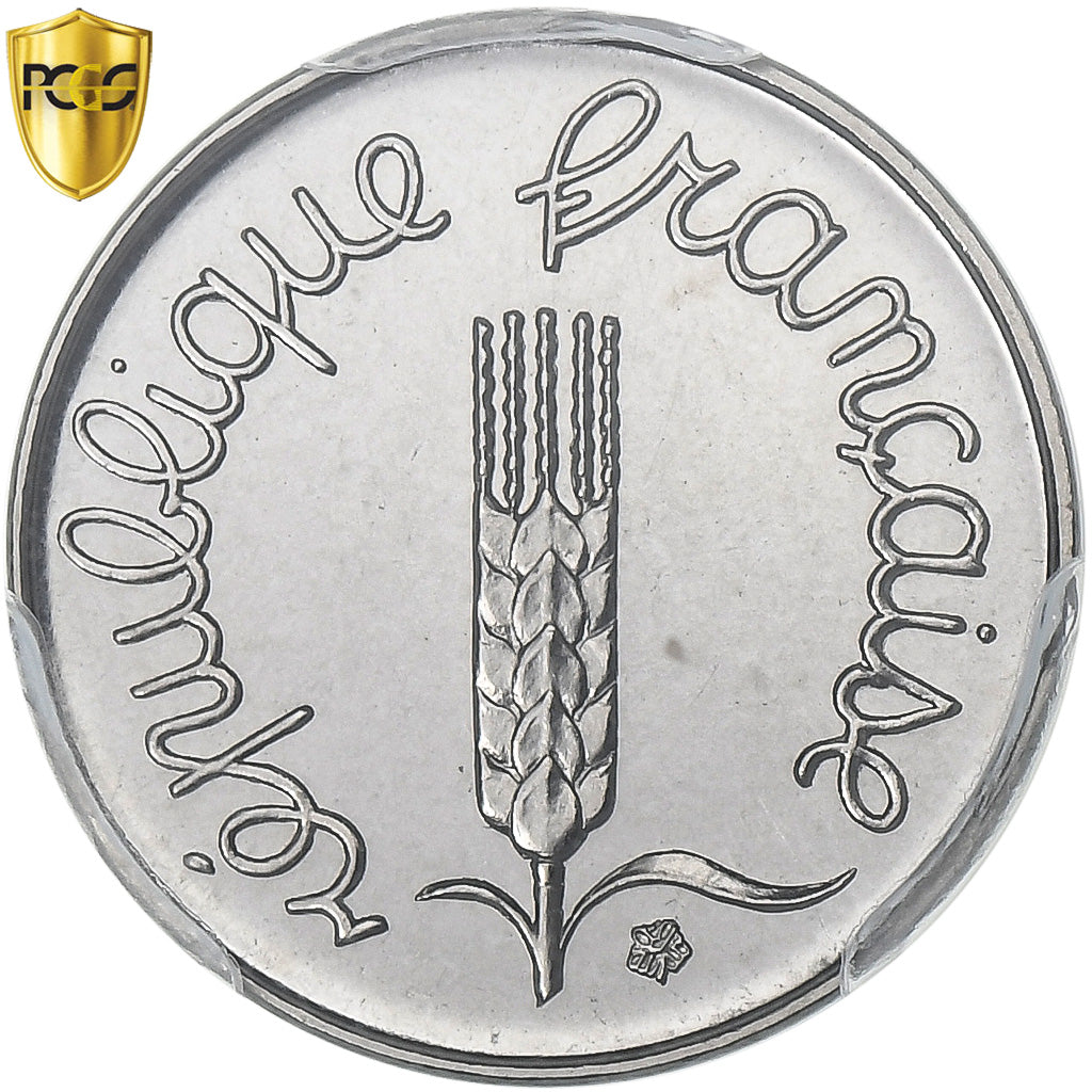 Francja, 1 Centime, Épi, 1974, Paris, Stal nierdzewna, PCGS, MS68, Gadoury:91