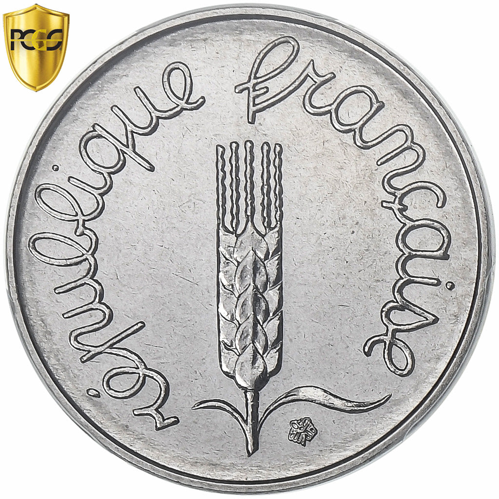 França, 1 Centime, Épi, 1982, Paris, série FDC, Aço Inoxidável, PCGS, MS67