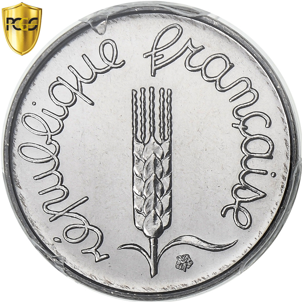 France, 1 Centime, Épi, 1983, Paris, série FDC, Stainless Steel, PCGS, MS68