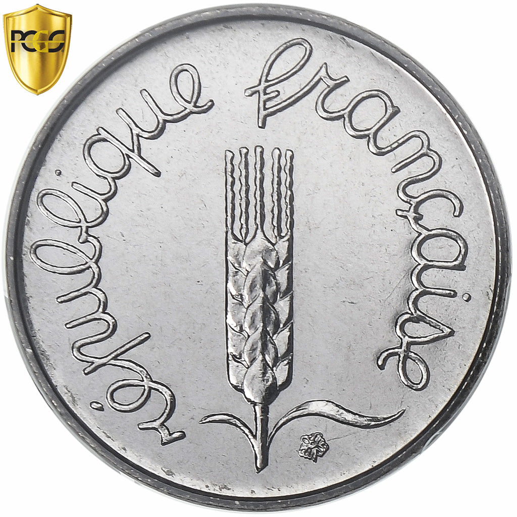 Francja, 1 Centime, Épi, 1985, Paris, série FDC, Stal nierdzewna, PCGS, MS67