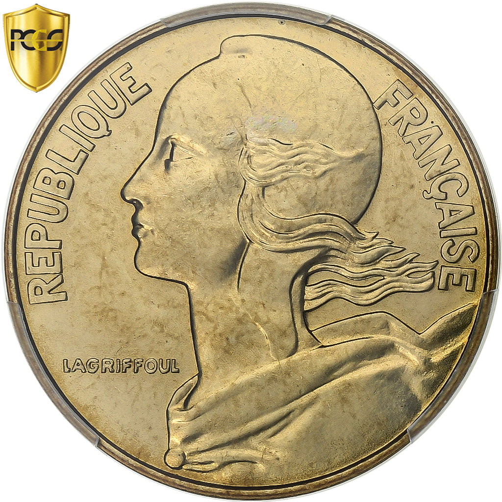 Francja, 20 Centimes, Marianne, 1980, Paris, Aluminium-Brąz, PCGS, MS66