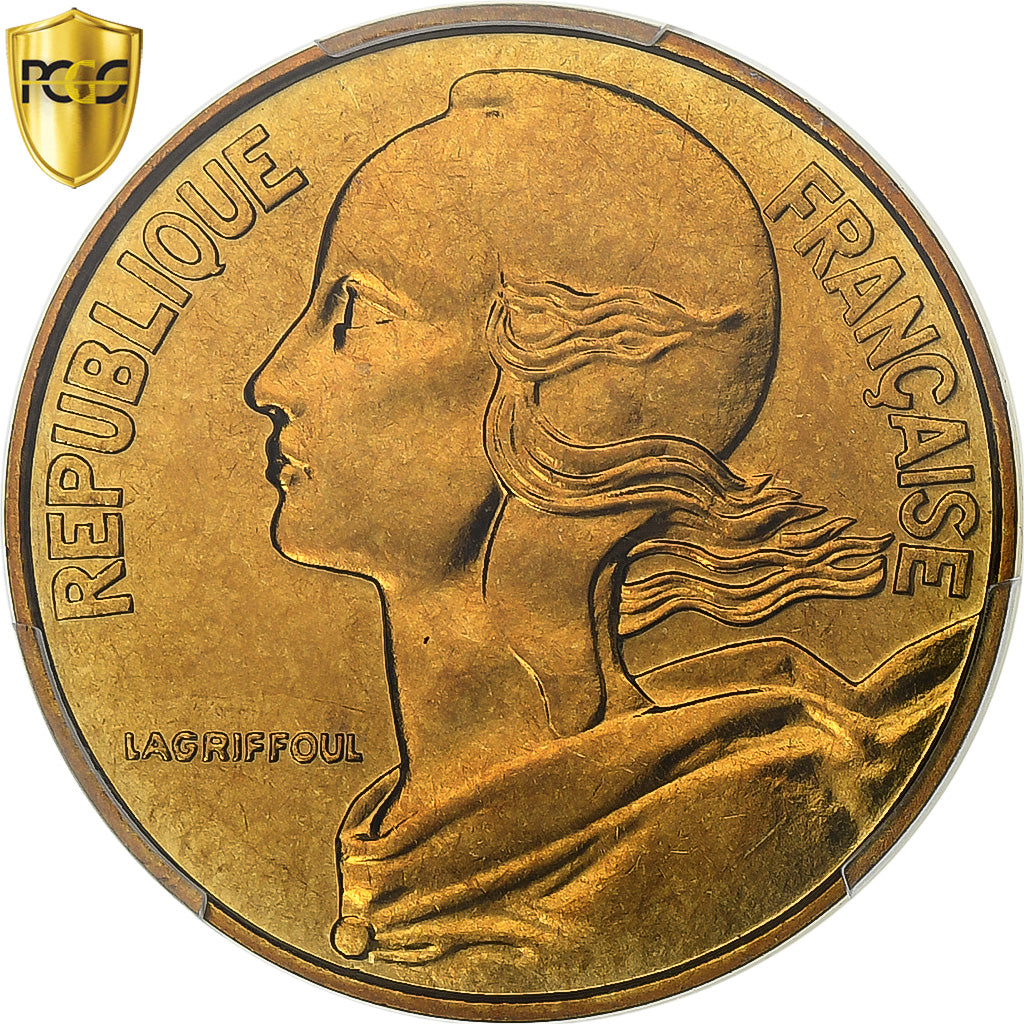 França, 20 Centimes, Marianne, 1982, Paris, Alumínio-Bronze, PCGS, MS67
