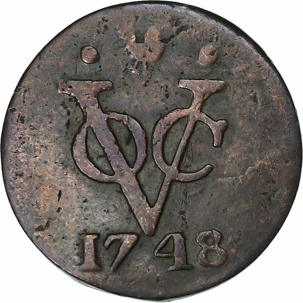 Indes orientales néerlandaises, Duit, 1748, Friesland, VOC, Cuivre, TB, KM:131