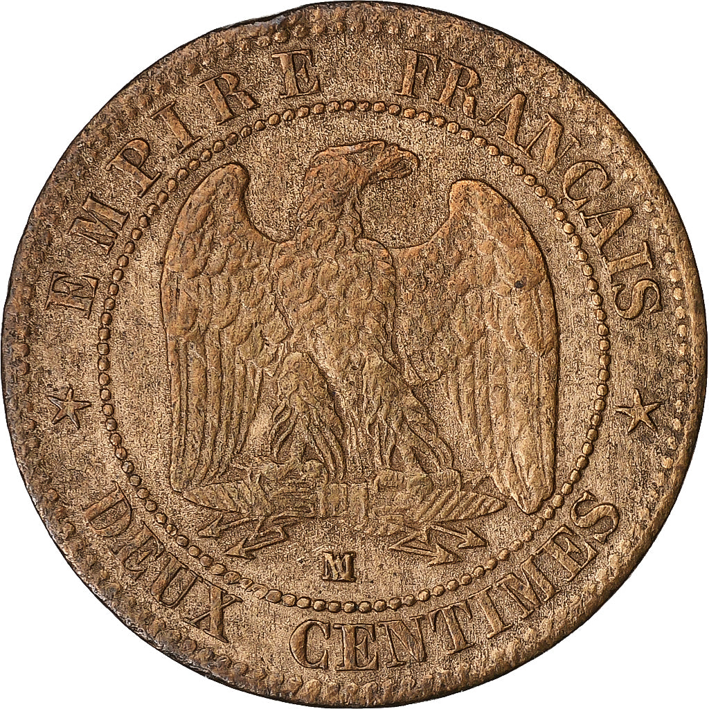 France, Napoleon III, 2 Centimes, 1853, Marseille, Bronze, EF(40-45)