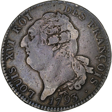 Francia, Louis XVI, Écu de 6 livres françois, 1793 / AN 5, Paris, Plata, BC+