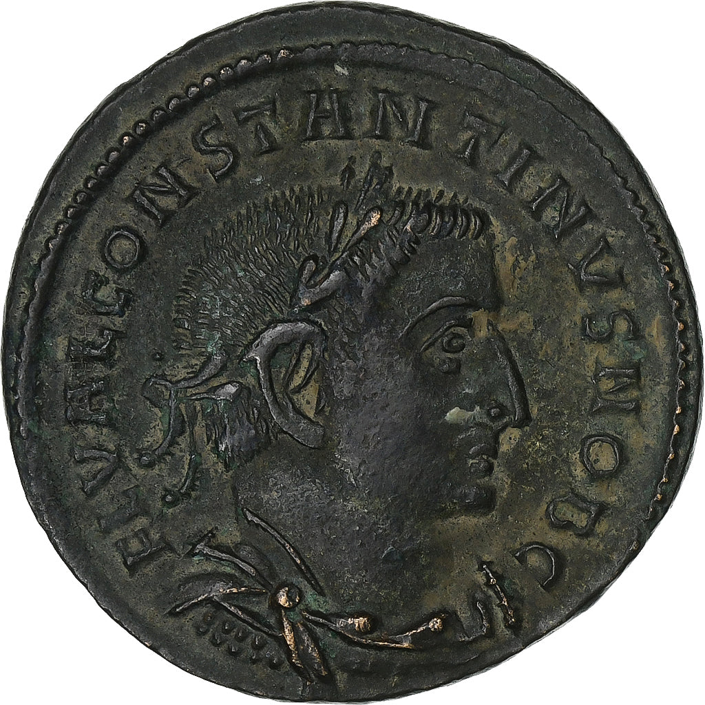 Constantine I, Follis, 307, Lugdunum, Bronze, AU(50-53), RIC:220b