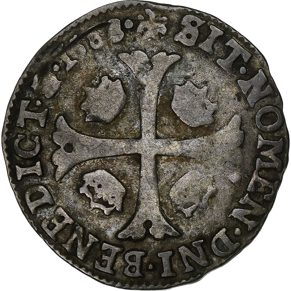 France, Henri III, Douzain aux deux H, 1588, Saint-Lô, Billon, VF(30-35)