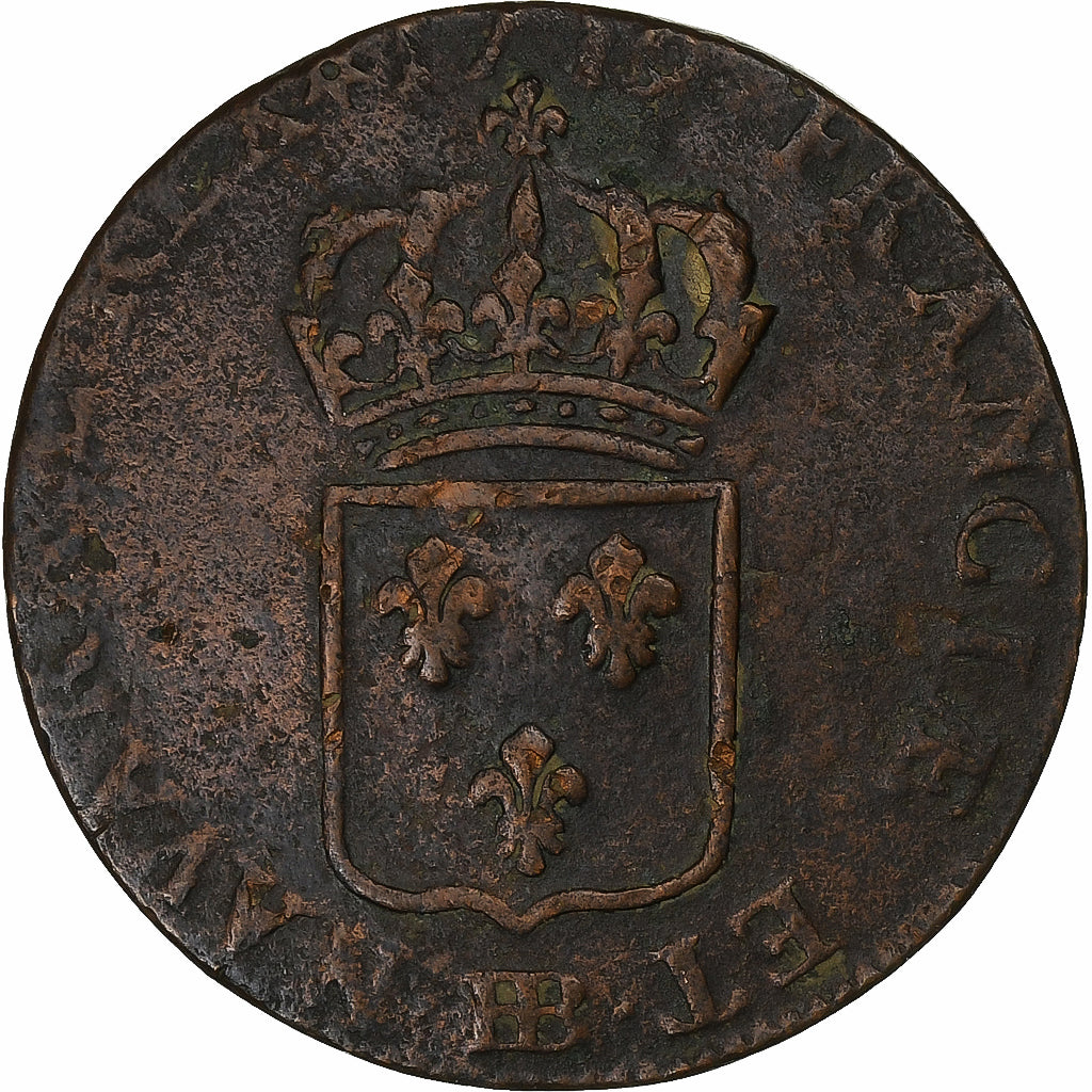 Francja, Louis XV, Sol au buste enfantin, 1719, Strasbourg, Miedź, VF(30-35)