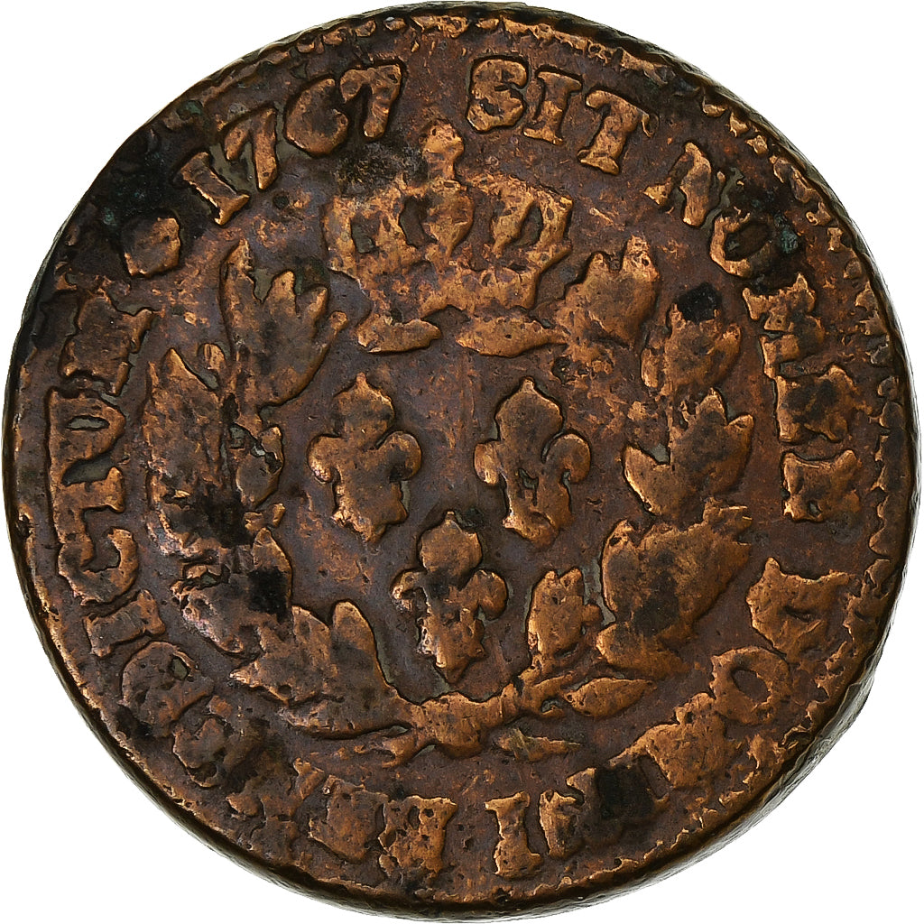 French Colonies, Louis XV, Sol, 1767, Paris, Bronze, VF(30-35)