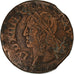 France, Louis XIII, Double Tournois, 1643, La Rochelle, Cuivre, TTB, CGKL:516