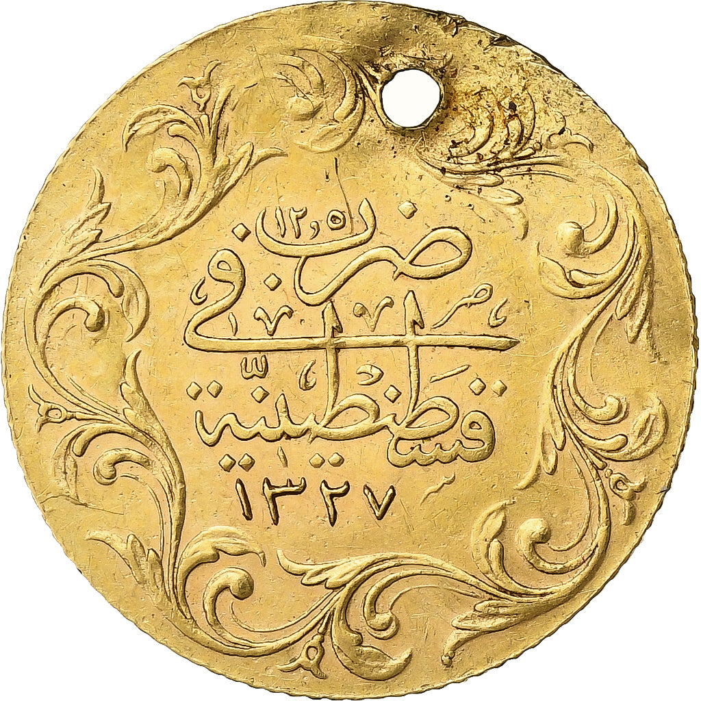 Empire ottoman, Mehmed V, 12 1/2 Kurus, AH 1327, Istanbul, Or, SUP, KM:762