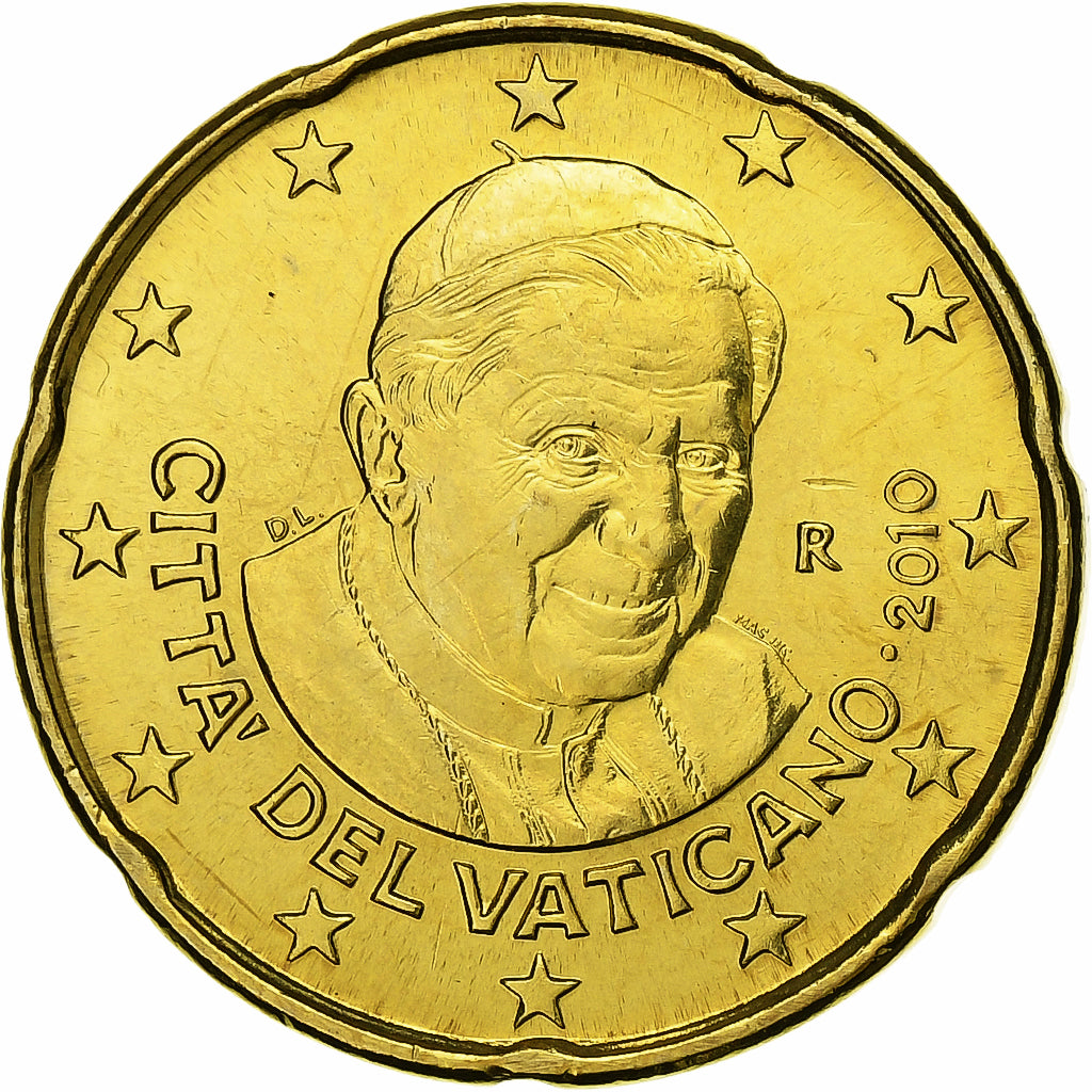 Vaticano, Benedict XVI, 20 Euro Cent, 2010, Rome, Nordic gold, SPL, KM:386