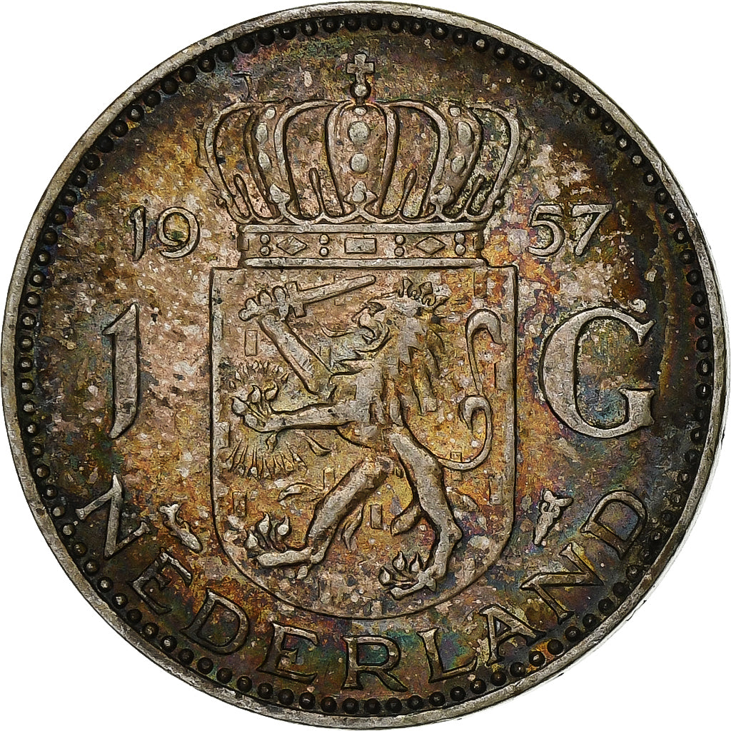 Países Baixos, Juliana, Gulden, 1957, Utrecht, Prata, AU(50-53), KM:184