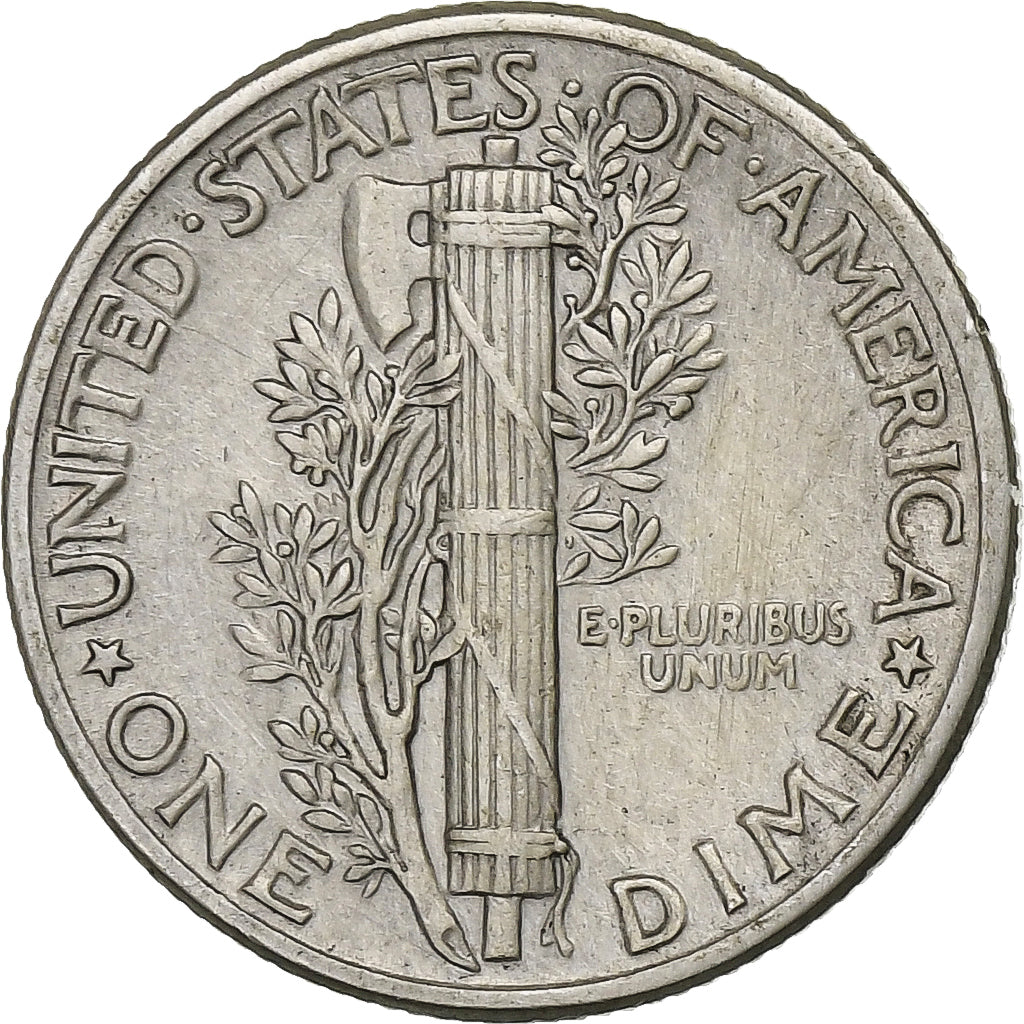 United States, Dime, Mercury, 1943, Philadelphia, Silver, AU(50-53)