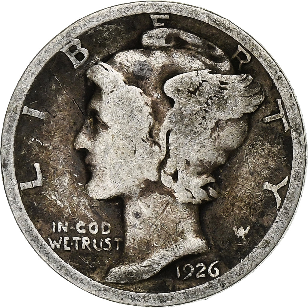 Estados Unidos da América, Dime, Mercury, 1926, Philadelphia, Prata, VF(20-25)