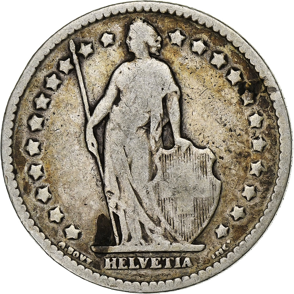 Suiza, Franc, Helvetia, 1905, Bern, Plata, BC+, KM:24