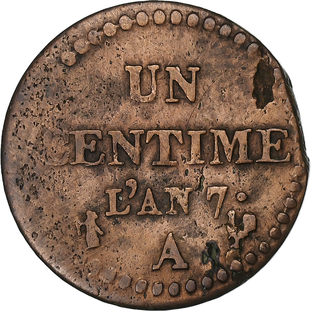 France, 1 Centime, Dupré, AN 7, Paris, Copper, VF(30-35), Gadoury:76