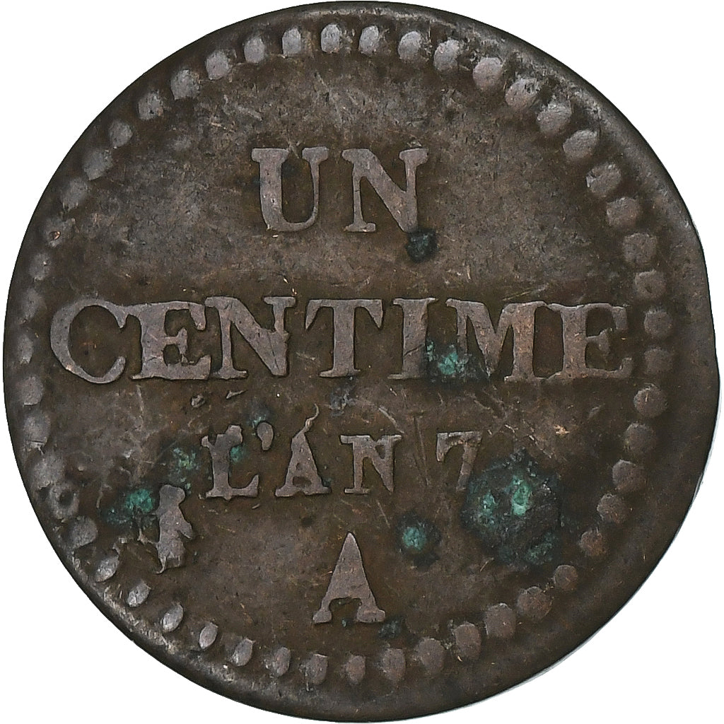 France, 1 Centime, Dupré, AN 7, Paris, Cuivre, TB, Gadoury:76
