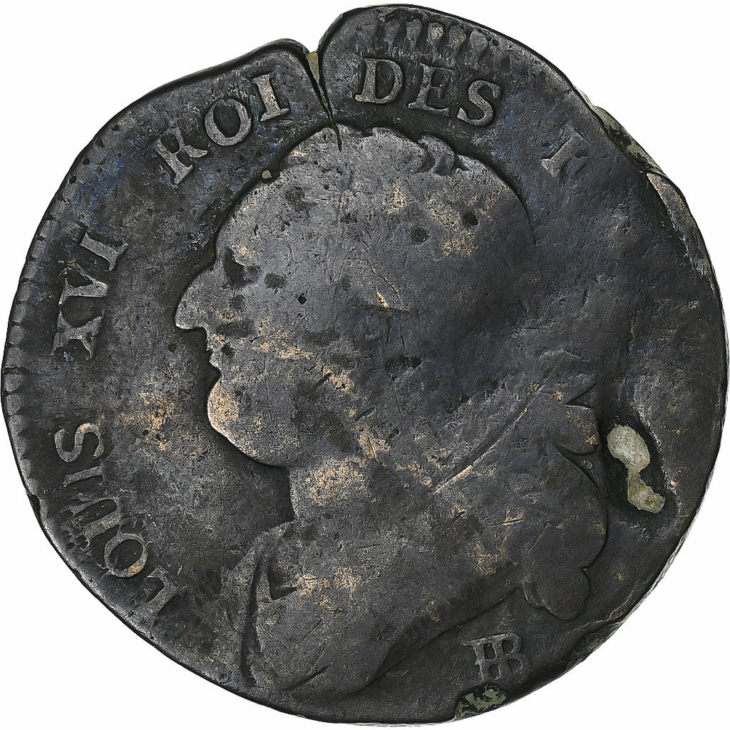 Frankreich, Louis XVI, 12 Deniers, 1792-4, Strasbourg, Bronze, SGE+, Gadoury:15