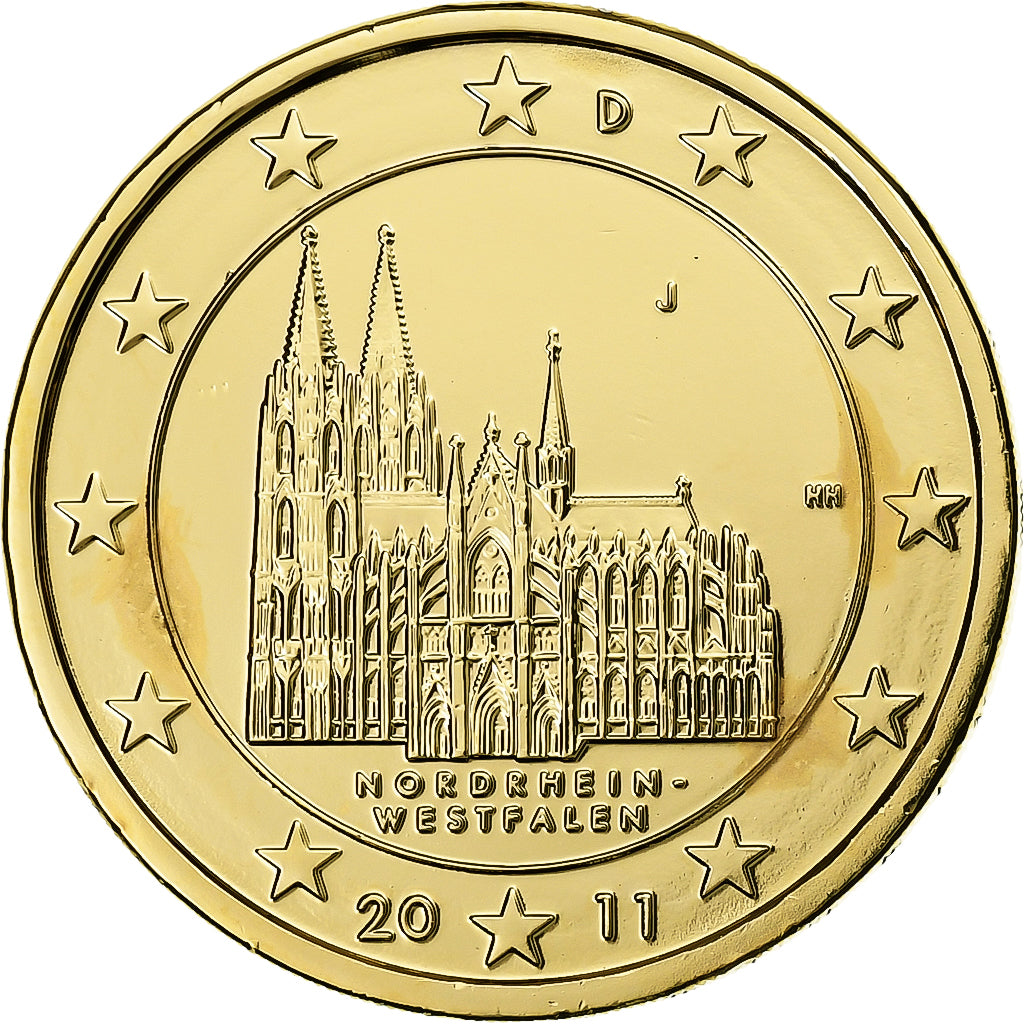 Francja, 2 Euro, Nordrhein-Westfalen, Gold plate, 2011, Hamburg, Bimetaliczny