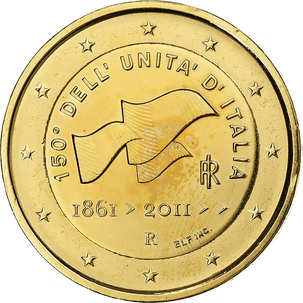 Italië, 2 Euro, 150th Anniversary - Italian Unification, Gold plate, 2011