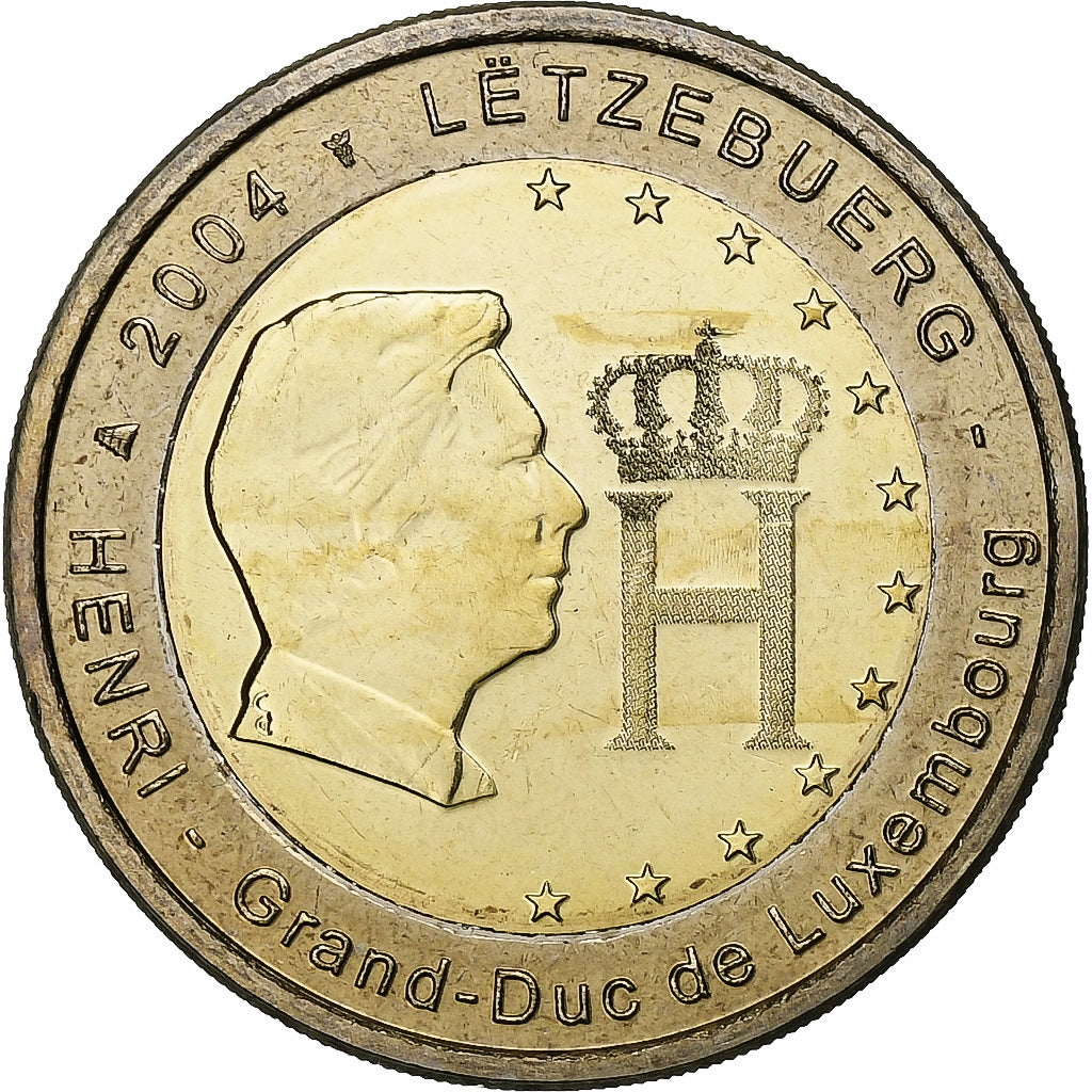 Luxemburgo, 2 Euro, Henri I Monogramme, 2004, Utrecht, Bimetálico, MS(60-62)