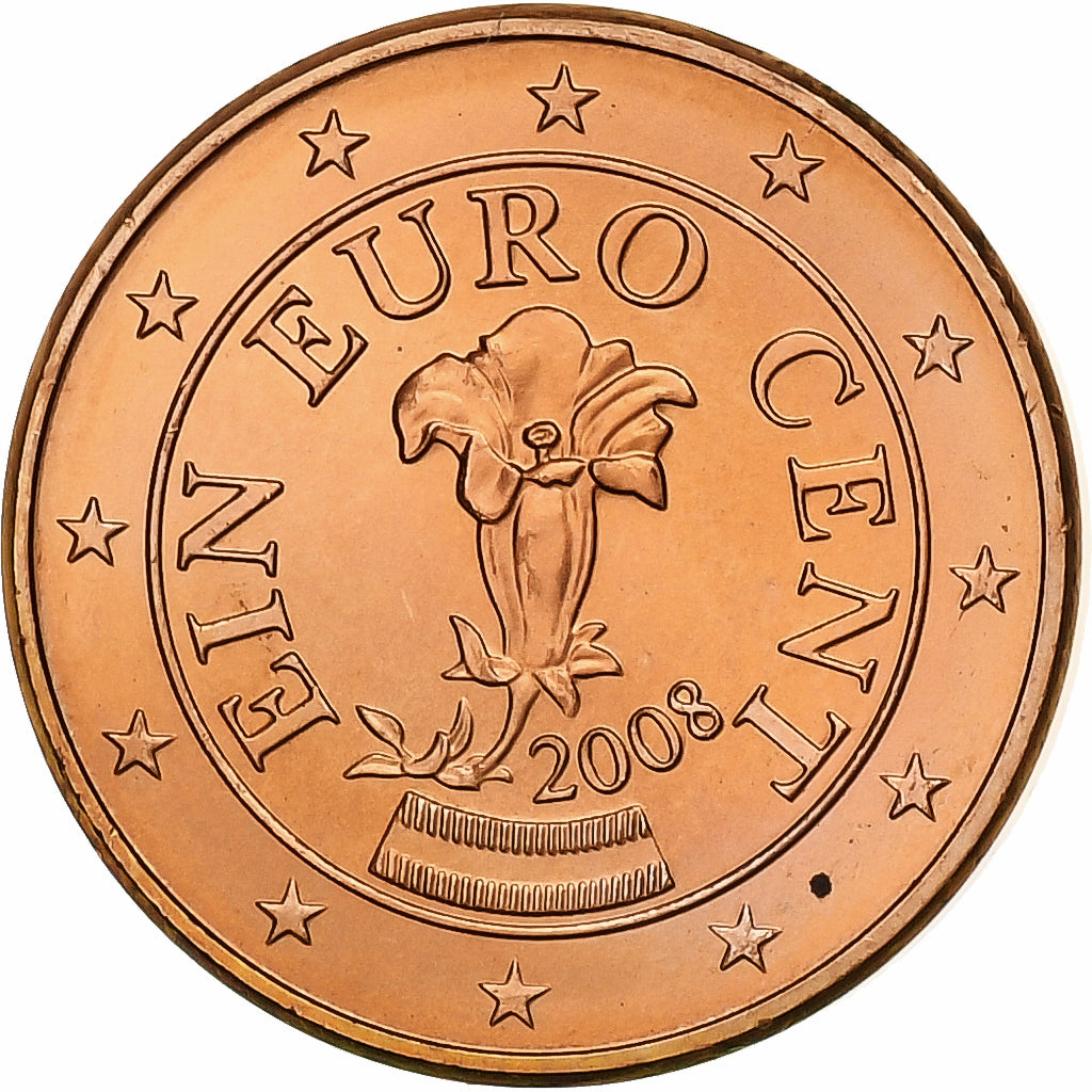 Austria, Euro Cent, 2008, Vienna, Cobre chapado en acero, SC, KM:3082
