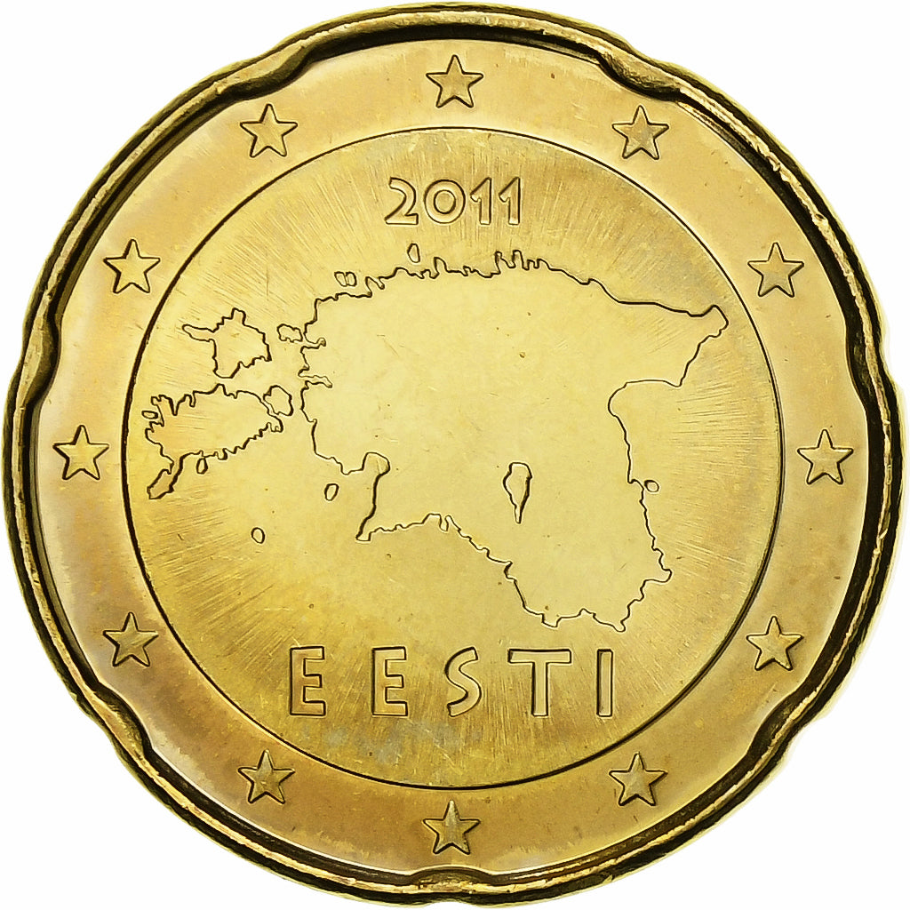 Estonie, 20 Euro Cent, 2011, Vantaa, Or nordique, SUP+, KM:65
