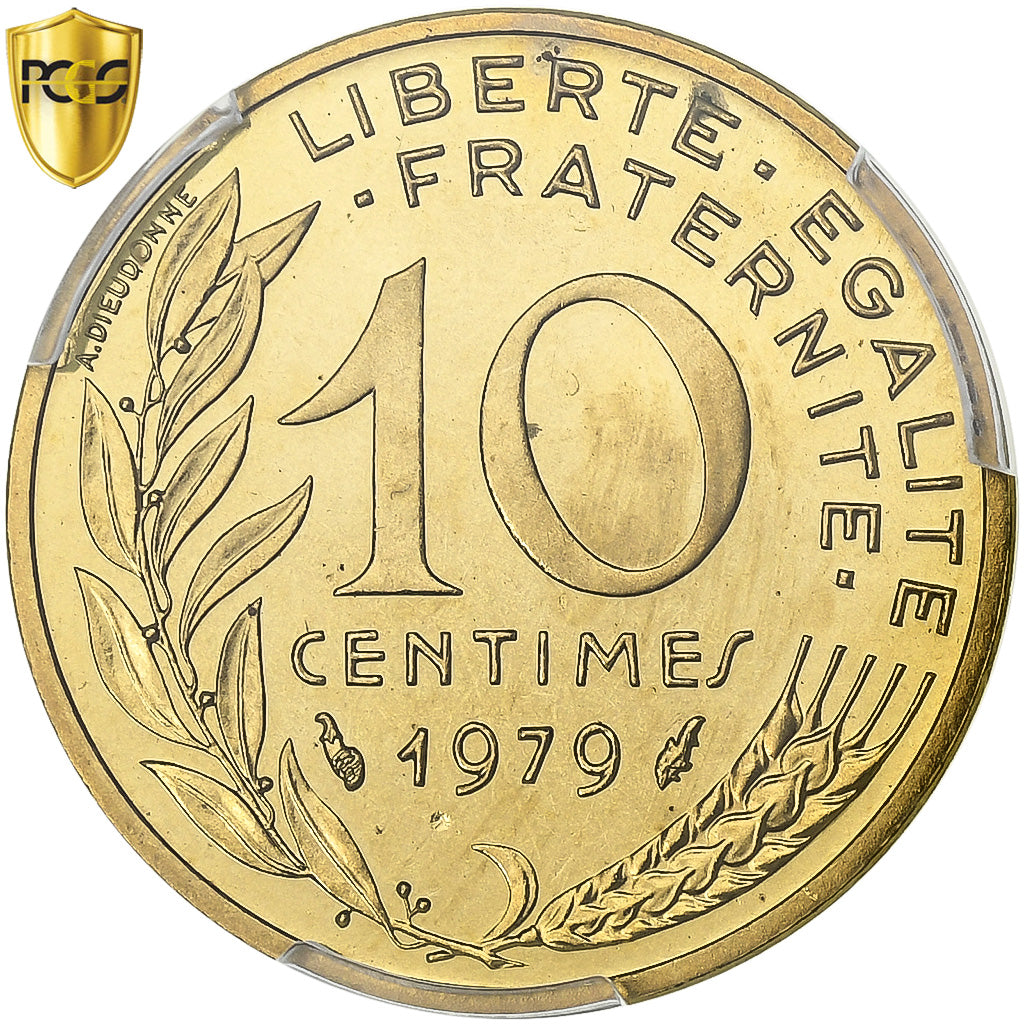 Francia, 10 Centimes, Marianne, 1979, Paris, Alluminio-bronzo, PCGS, MS66