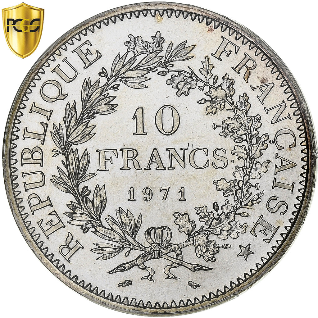 Francia, 10 Francs, Hercule, 1971, Paris, Argento, PCGS, MS67, Gadoury:813