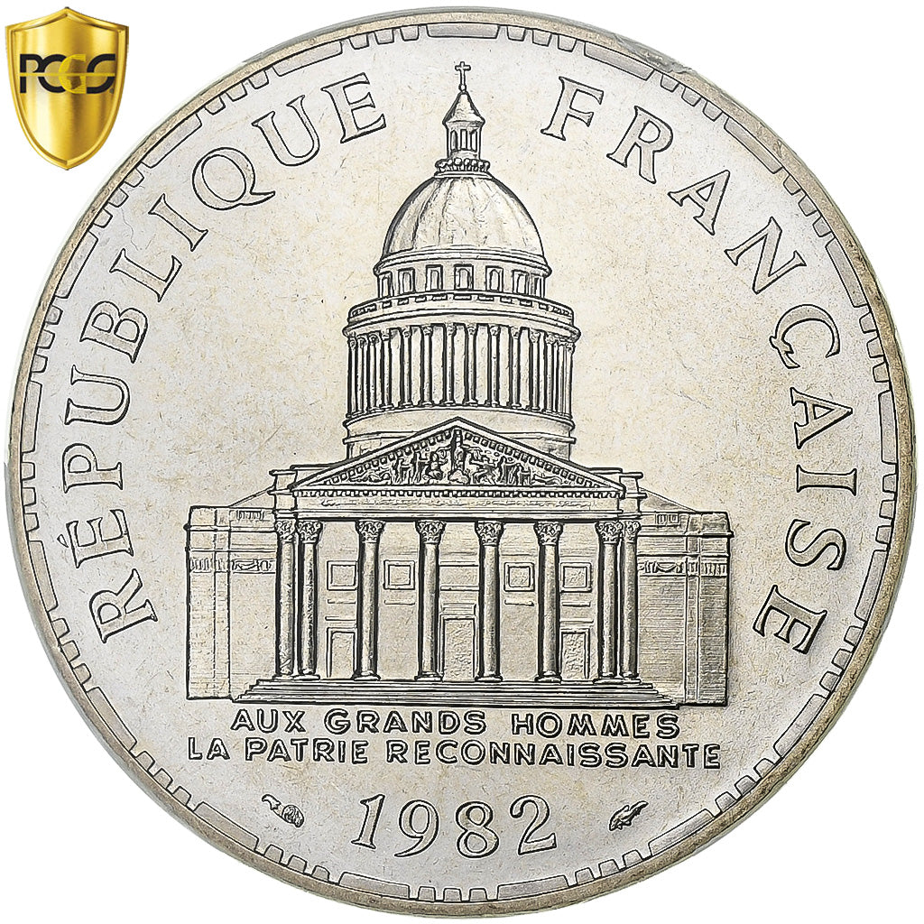 Francia, 100 Francs, Panthéon, 1982, Paris, Argento, PCGS, MS68, Gadoury:898