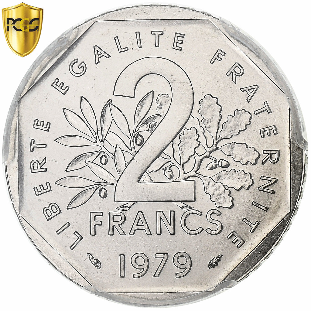 França, 2 Francs, Semeuse, 1979, Paris, Níquel, PCGS, MS67, Gadoury:547