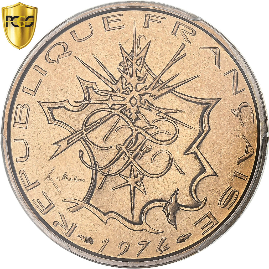 Francja, 10 Francs, Mathieu, 1974, Paris, Tranche A, Miedź-Nikiel, PCGS, MS67