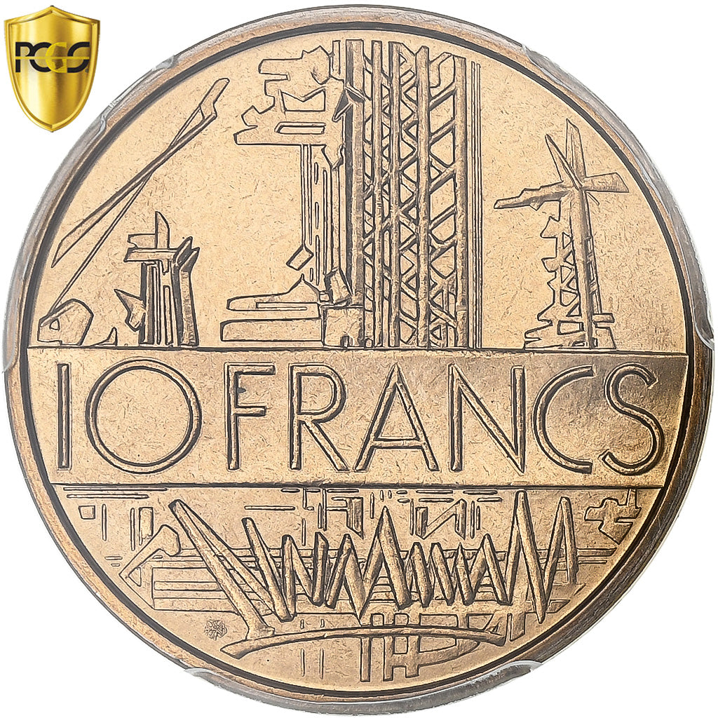 Francja, 10 Francs, Mathieu, 1974, Paris, Tranche A, Miedź-Nikiel, PCGS, MS67