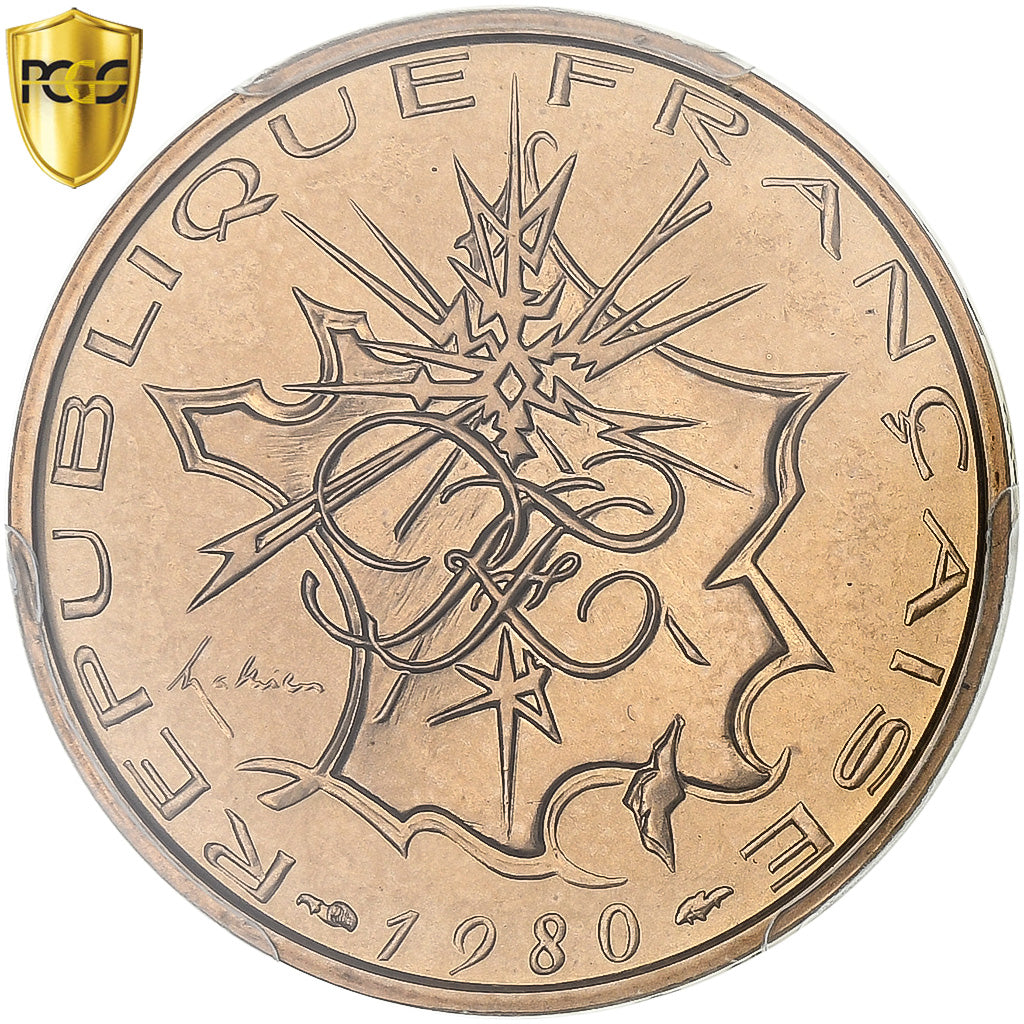 Francia, 10 Francs, Mathieu, 1980, Paris, Tranche B, Cobre - níquel, PCGS