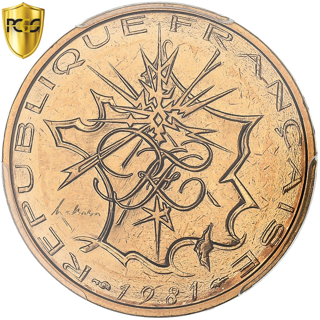Francja, 10 Francs, Mathieu, 1981, Paris, Tranche B, Miedź-Nikiel, PCGS, MS67
