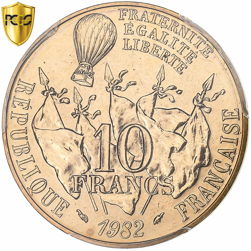 Francja, 10 Francs, Gambetta, 1982, Paris, Miedź-Nikiel, PCGS, MS67