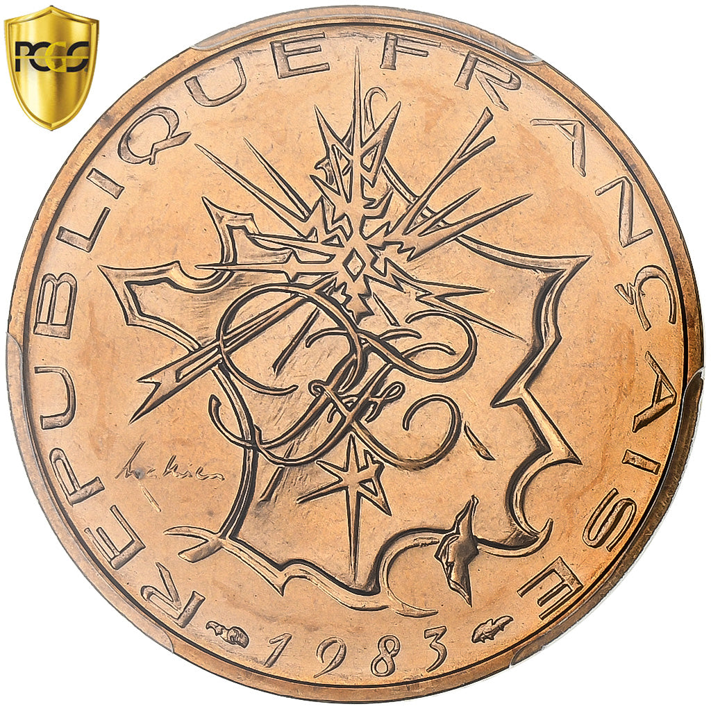 France, 10 Francs, Mathieu, 1983, Paris, Tranche A, Copper-nickel, PCGS, MS68