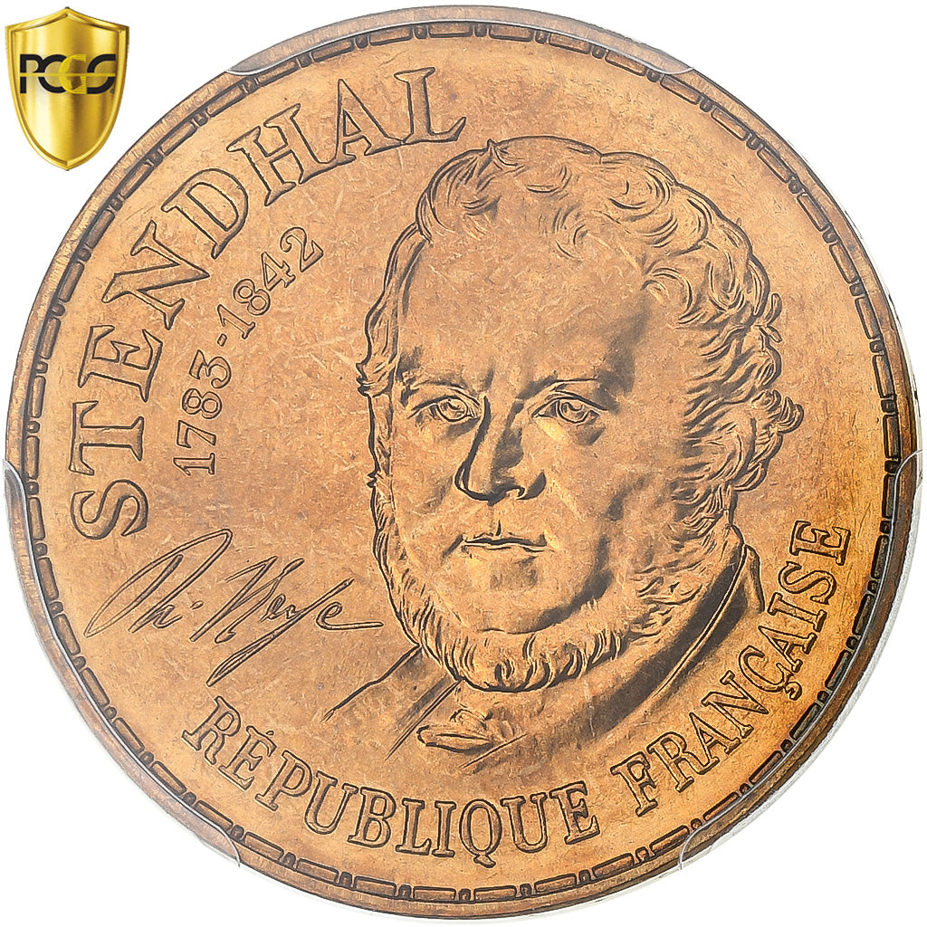 Francja, 10 Francs, Stendhal, 1983, Paris, Tranche B, Miedź-Nikiel, PCGS, MS67