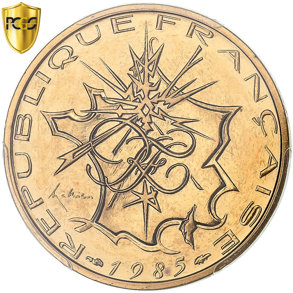 Francja, 10 Francs, Mathieu, 1985, Paris, Tranche B, Miedź-Nikiel, PCGS, MS68
