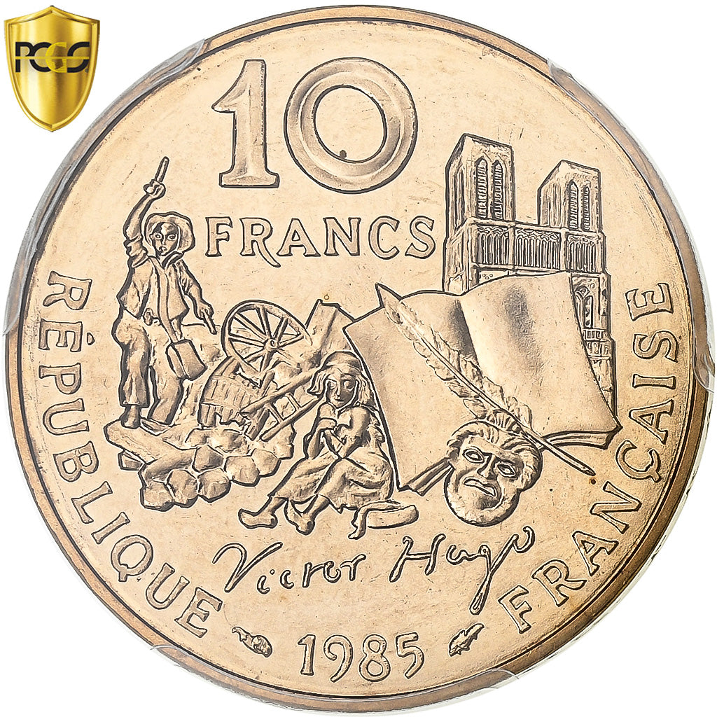 Francia, 10 Francs, Victor Hugo, 1985, Paris, Tranche B, Rame-nichel, PCGS